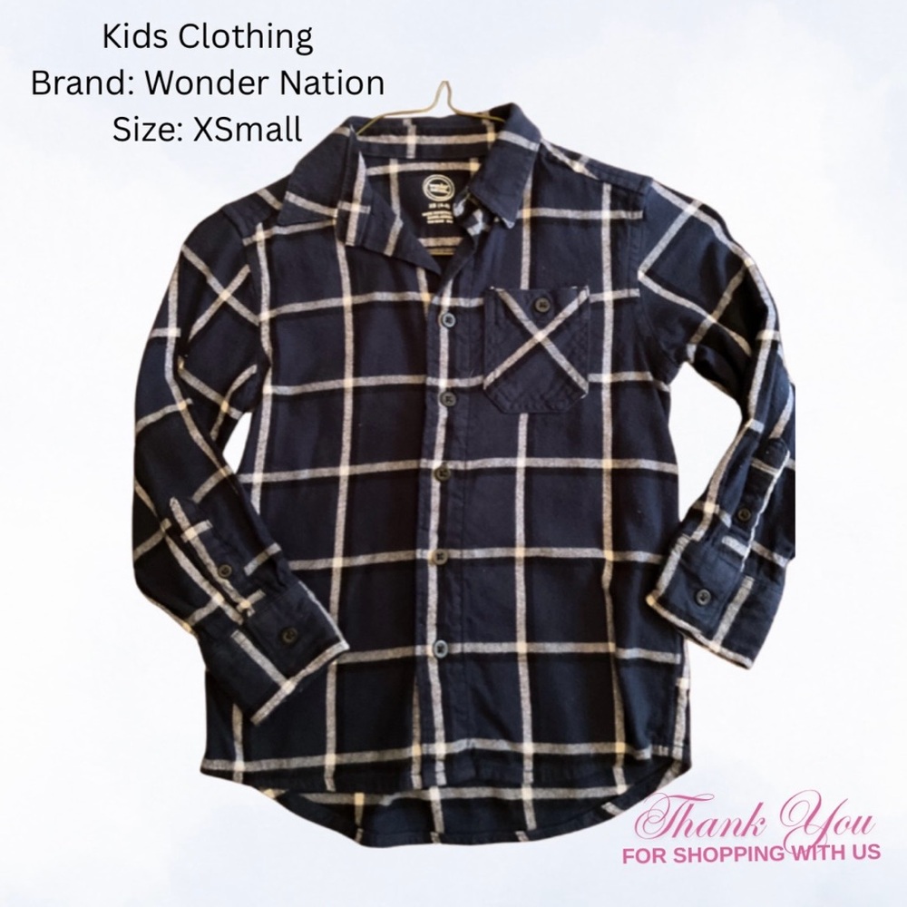 Wonder Nation Navy Plaid Shirt